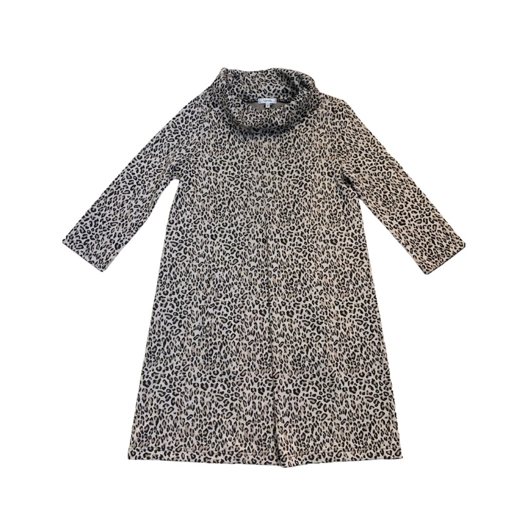 Tyler Boe Beige and Black Leopard Print Cowl Neck Dress